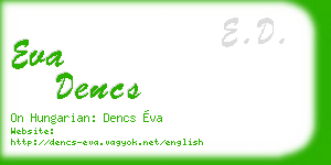 eva dencs business card